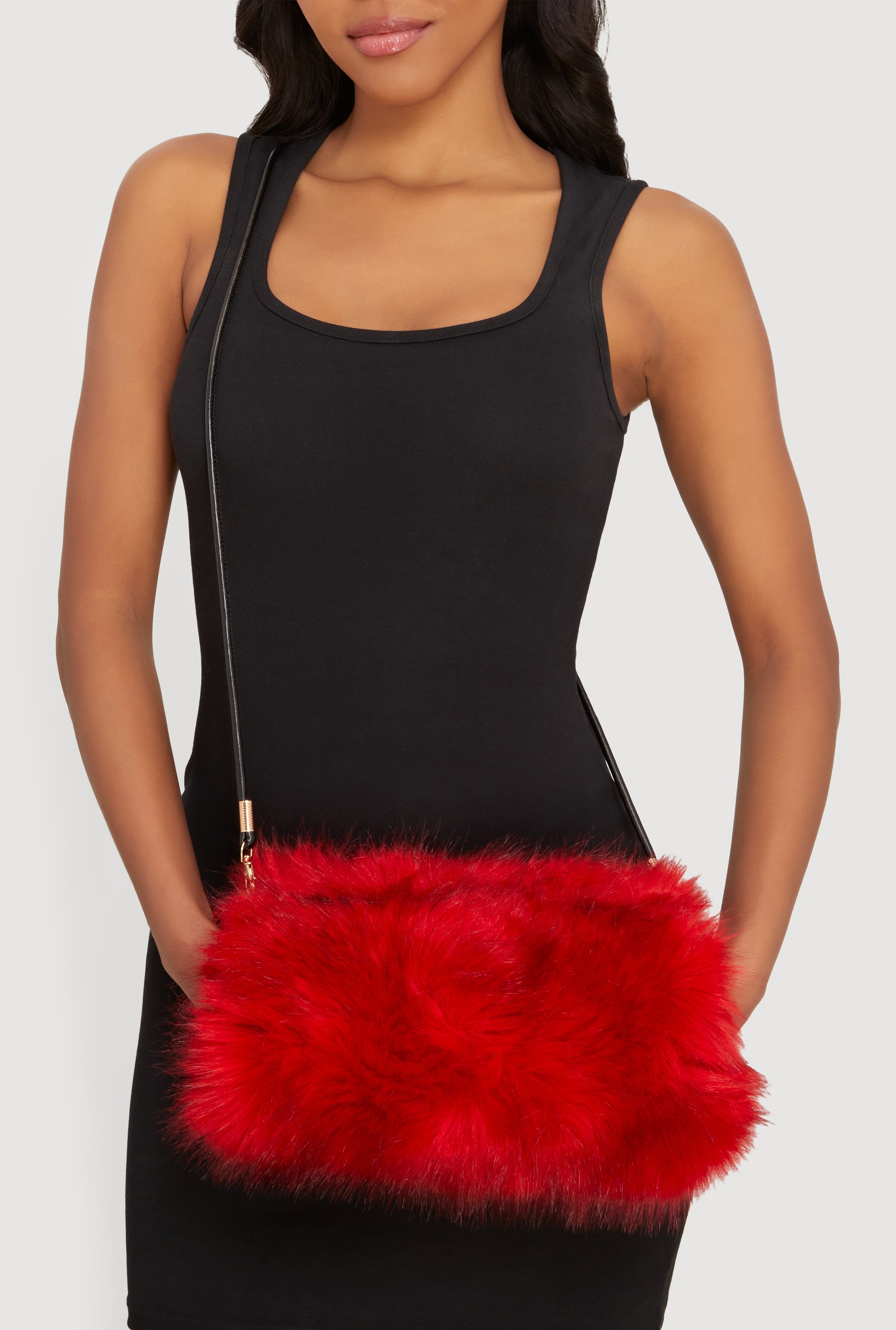 Faux Fur Convertible Muffler Clutch Bag
