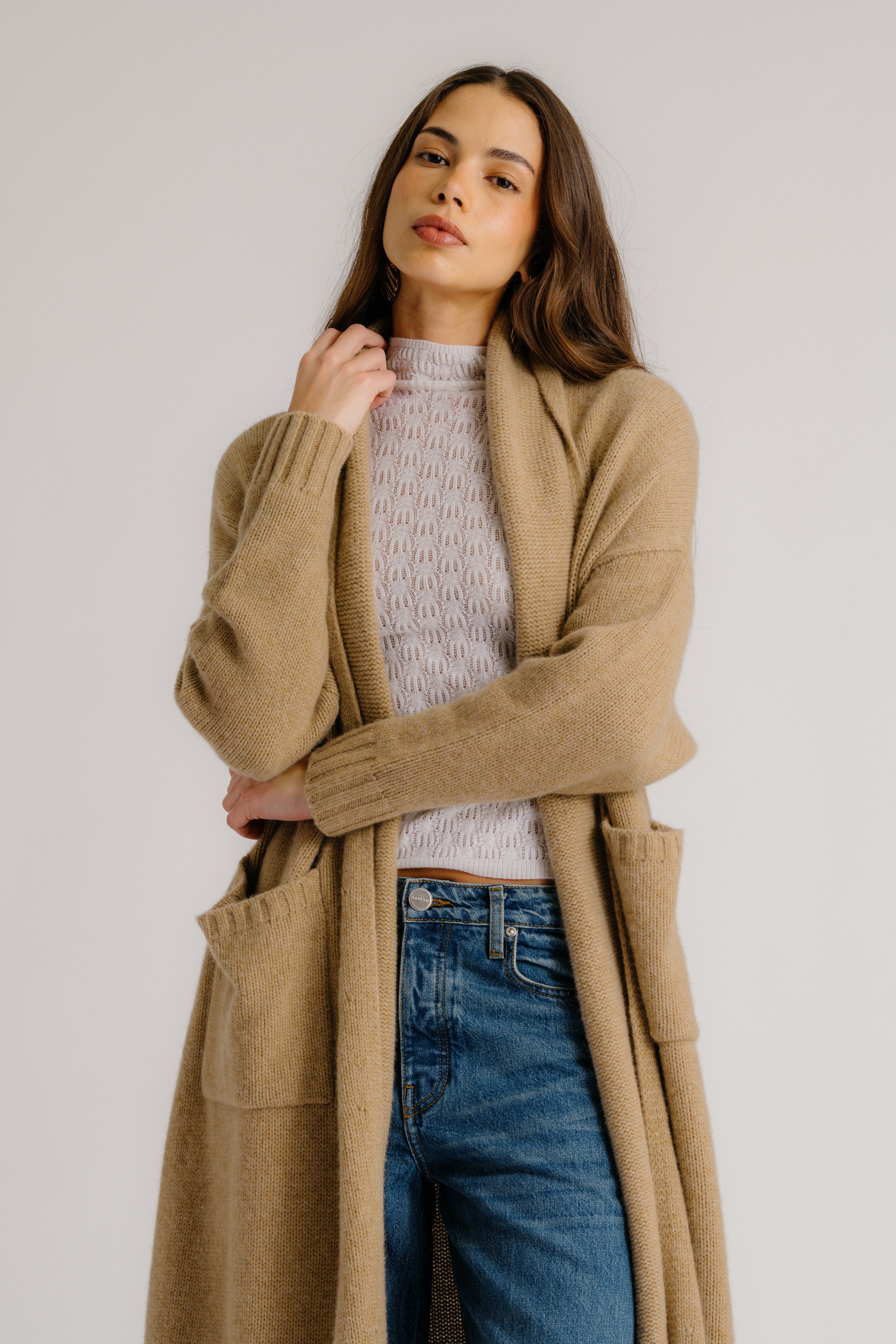 SULLIVAN BELTED SHAWL CASHMERE DUSTER | CAMEL