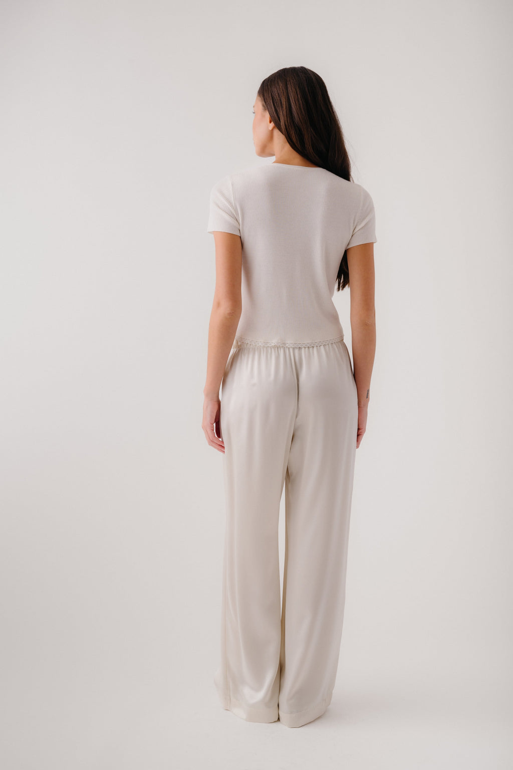 ADELAIDE SLIM CARDIGAN W/ LACE | GARDENIA
