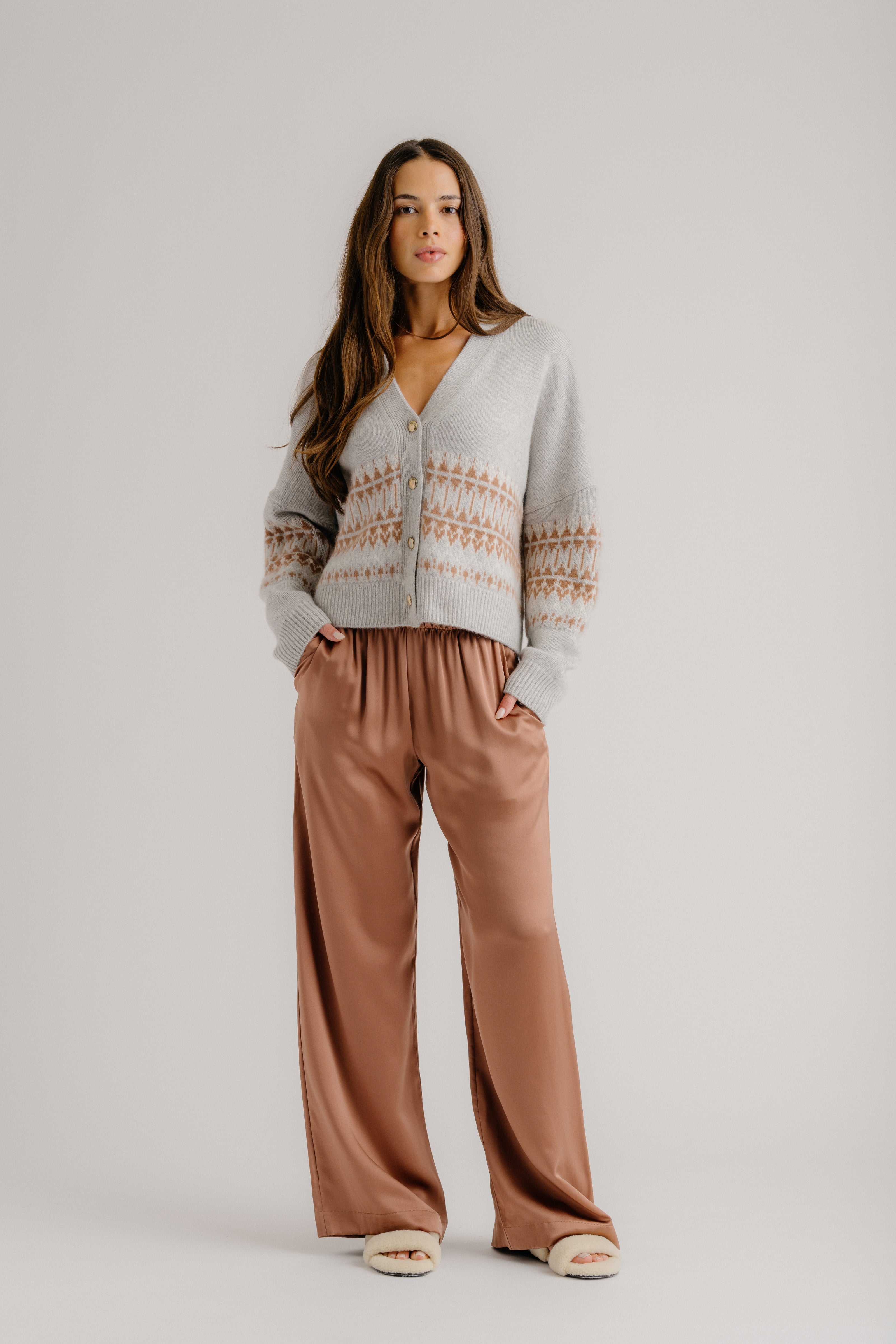 ELLIOT BOXY CROPPED CASHMERE FAIR ISLE CARDIGAN | FOGGY MULTI